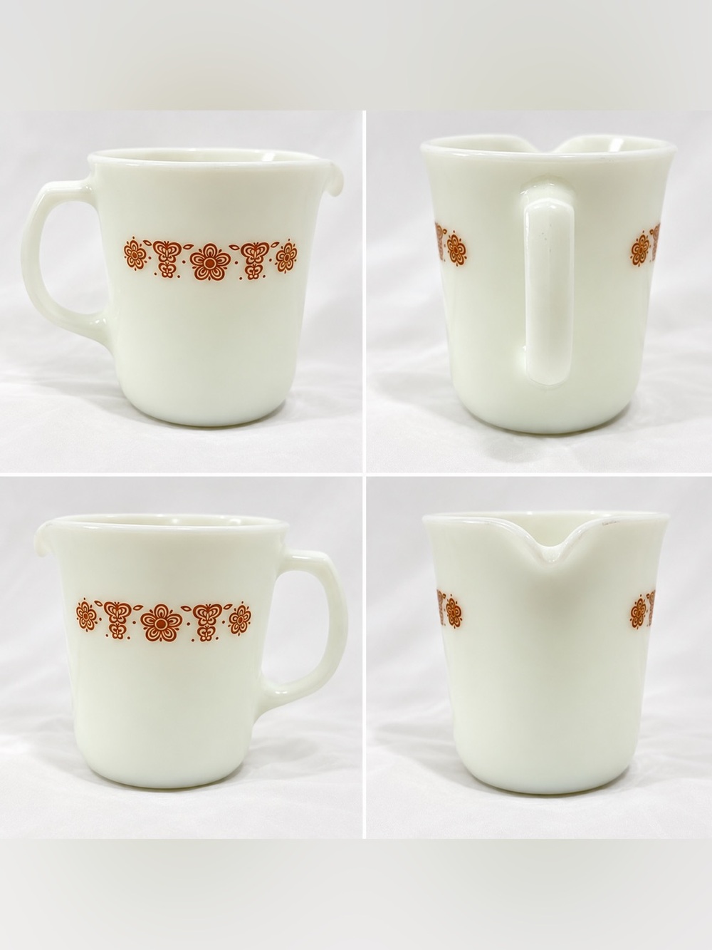 Vintage Pyrex Corning Butterfly Gold Creamer Pitcher D Handle Corelle USA Milk